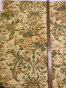 Bloomcraft Screenprint Fabric Floral Yellow Background Floral Design Cotton - Picture 1 of 4