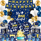 Boy 1St Birthday Party Decorations Set, Mr Onederful Plates and Napkins Tablewar
