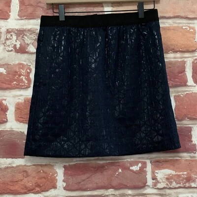 Falda Ann Taylor Loft Para Mujer Talla 4 Pequeña Azul Marino Brillante Metálica Cremallera Foto 1 de 4