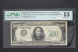 US 1934 $ 500 PMG Wahl fein 15 Federal Reserve Banknoten New York Fr # 2201-Bdgs dunkel - Bild 1 von 4