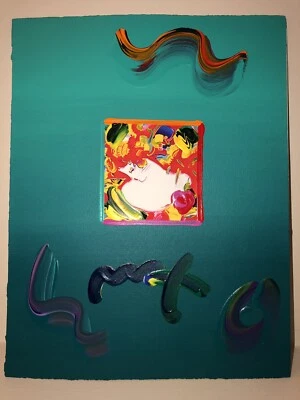 Pintura firmada de Peter Max, "FLOWER BLOSSOM LADY" en medios mixtos  Foto 1 de 4