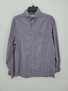 Camisa ROWM para hombre talla mediana azul rosa a cuadros manga larga con botones preppy - Imagen 1 de 9