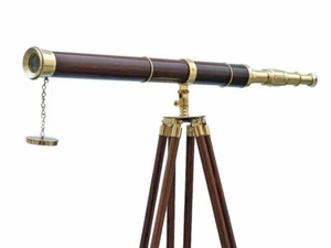 60" Floor Standing Admiral Brass-Wood Telescope;Nautical Home Decor,Cyber Monday - Picture 1 of 9