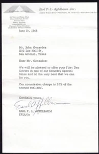 Earl P.L. Firma Apfelbaum en una carta 1968 - Imagen 1 de 1