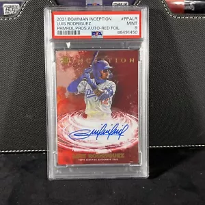 2021 Bowman Inception Luis Rodriguez Red Foil Auto PSA 9 - Los Angeles Dodgers - Picture 1 of 7