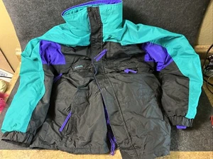 Chaqueta Columbia De Colección Para Hombre M Cremallera Completa A Presión Negra Teal Púrpura 2 En 1 - Imagen 1 de 17