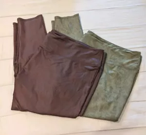 All Worthy Damen Kunstleder Leggings Set Größe 5X Oliv Und Braun Leggings - Bild 1 von 14