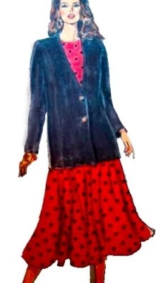 1980s Mermaid Flare Skirt Duster Coat Tunic Top Sewing Pattern Simplicity 8081 - Image 1 of 3