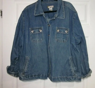 CHAQUETA VAQUERA MUJER PLUS CARIBBEAN JOE DENIM, TALLA 3X, # 418ZH Foto 1 de 4