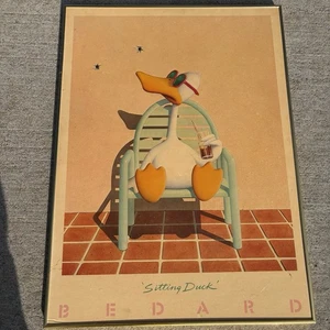 80s Vintage Michael Bedard Sitting Duck Art Print Professionally Framed 22x30 - Picture 1 of 10