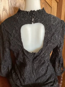 Esley Dress Gothic Wednesday Women's Lace Dress Black Open Back L - Picture 1 of 6