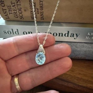 JTV Light Blue Topaz Pendant Necklace NWT  - Picture 1 of 14