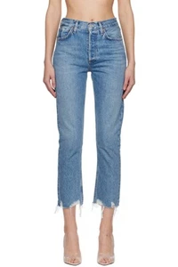 AGOLDE Women's Riley High Rise Straight Crop Jeans Blue Haven Wash Size 24in NEW - Picture 1 of 16