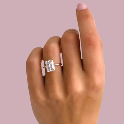 Diamond Engagement Ring 1.20 Ct Emerald Cut IGI Lab Grown 18k  White Gold E F VS - Image 1 of 4