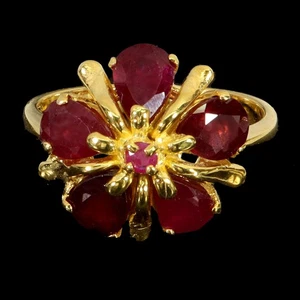 925 Sterling Silver Ring Oval Ruby 6x4mm Natural Gemstone Jewelry Size 7 - Picture 1 of 14