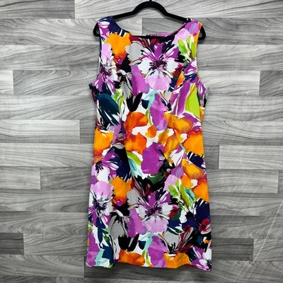 Платье миди-футляр Alyx женское размер 20 Вт разноцветное с цветочным узором без рукавов сзади на молнии - Изображение 1 из 4