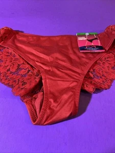 MAIDENFORM RED TANGA PANTIES W METALLIC THREAD TRIM/ Large / Size 7 - Picture 1 of 5