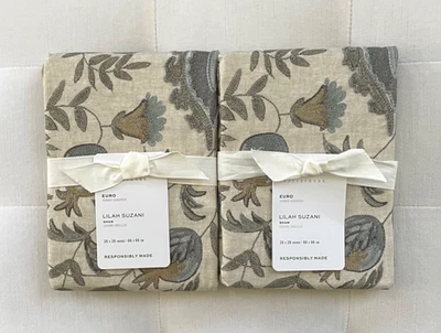 Pottery Barn LILAH SUZANI Euro Shams ~Juego de dos~ Azul Multi Nuevo con etiquetas Foto 1 de 4