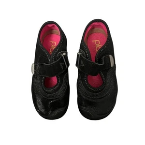 Plae Emme Mary Jane Shoes Toddler Girls 8 Black Suede/Nylon Strap Play - Picture 1 of 8