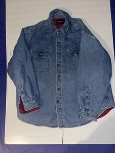 Puritan Shirt Men's XL Blue Cotton Denim Fleece Lined Long Sleeve Shacket - Picture 1 of 15