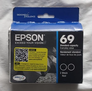 BRANDNEU Original OEM Epson 69 Schwarz Tintenpatrone 2er-Pack - EXP 03/2026 - Bild 1 von 3