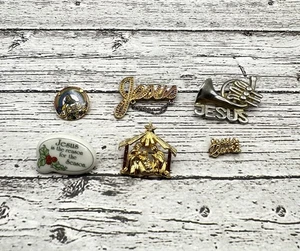 Bastelpaket 6 Vintage religiöse Jesus christliche Anstecknadeln Broschen - Bild 1 von 4