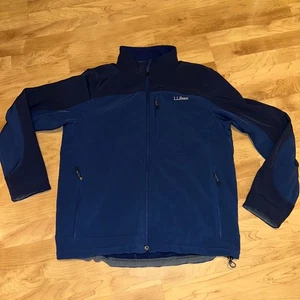 L.L. Bean Soft Shell Jacket Mens Large Blue Full Zip Lightweight Outdoors - Picture 1 of 6