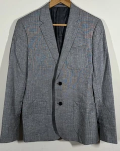 REISS Roman B Blazer Mens 42S Linen Silk Wool Blend Single-Breasted Grey Jacket - Picture 1 of 19