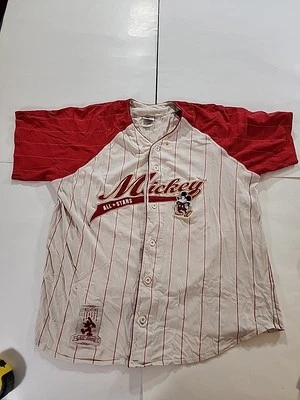 Camiseta de béisbol Mickey All Stars - blanca con rayas rojas y adornos - L - Disney Foto 1 de 4