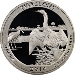 2014-S NATIONAL PARKS *ATB 90% SILVER PROOF QUARTER * EVERGLADES #Z1 - Picture 1 of 3