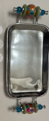 Southcoast Stainless Serving Tray with Large Beaded Handles 13 X 5.75 inches - Image 1 of 4