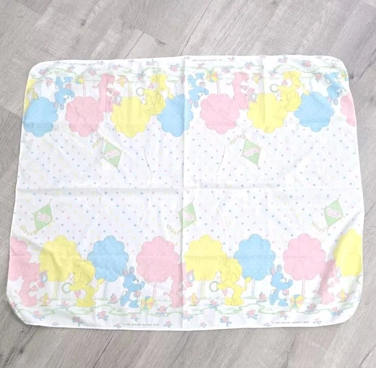 Винтажное хлопковое фланелевое больничное одеяло 80-х Carebear Care Bear для приема ребенка - Изображение 1 из 1