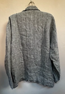 Via Vai by Pollero Button Front Long Sleeve Textured Linen Jacket Medium Gray - Image 1 of 4