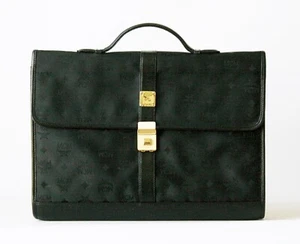 Bolso MCM Vintage Alemania Negro Visetos Lona Cuero Loptop - Imagen 1 de 11