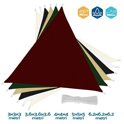 EGLEMTEK Tenda vela TRIANGOLARE ombreggiante telo sole ombra giardino PARASOLE 3 4 5 6 mt