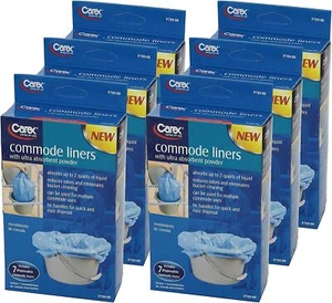 Carex Commode Liners Holds 2 Quarts Liquid, 6 Packs of 7 ea, 42 Count - Picture 1 of 8