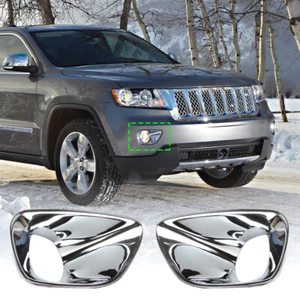 For Jeep Grand Cherokee 2011 2012 2013 Chrome Front Fog Light Lamp Bezel Cover - Picture 1 of 6