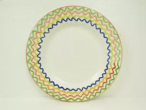 Tazón de sopa con borde multicolor CBL73 de Crate & Barrel líneas onduladas en el borde b253 - Imagen 1 de 4