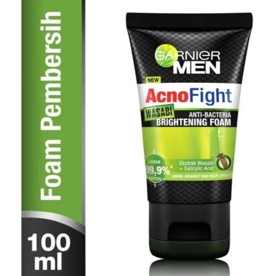2XGarnier Men Wasabi Acno Fight Foam Ati Bacteria Face Cleaning Bright Skin100ml - Image 1 of 4