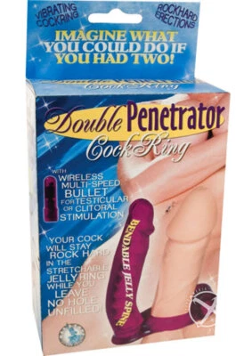  Dbl Penetrator Cockring - Purple  - Image 1 of 3