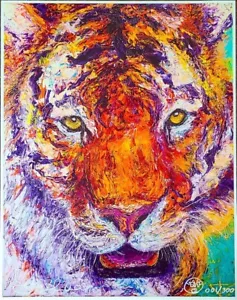Impasto Tiger King Edizione Limitata 11x14 Lino Stampa Belle Arti Firmata #d/300 - Foto 1 di 3