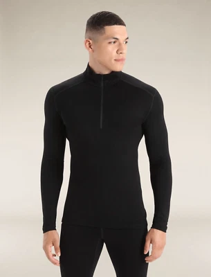 Icebreaker 260 Tech Long Sleeve Half Zip Merino Wool Base Layer Black Men Size M - Image 1 of 4