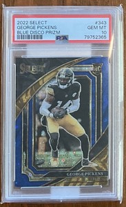 2022 Panini Select George Pickens BLUE DISCO Prizm Rookie 3/25 #343 PSA 10 MINT