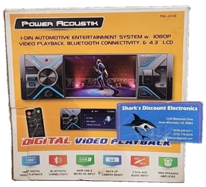 Pow Acoustik PML-43HB 1 DIN MICRO SD USB AUX MP3 Media Receiver Player Bluetooth - Picture 1 of 3