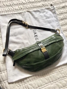 JAEGER LONDON Patent Leather Green Medium Banana Bag- Designer Feel Quality - Picture 1 of 9