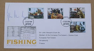 1981 FISHING FDC ADRESSIERT UND SIGNIERT VON 3. BARONET SIR JOHN STEWART-CLARK - Bild 1 von 2