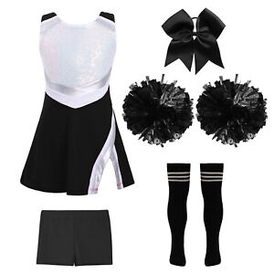 Girls Sleeveless Cheerleading Dress Outfit Cheer Leader Uniform Costume Carnival