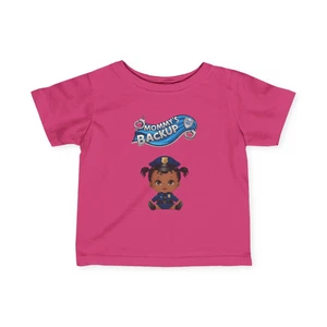 African American Baby Girl Police Officer Tee, Mommy's Backup, Infant Shirt - Picture 1 of 14