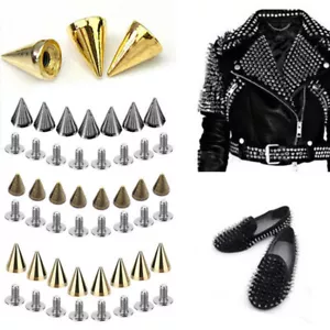20/100 Sets Punk Cone Spikes Screwback Studs DIY Leather Clothing Jacket craft - Picture 1 of 27