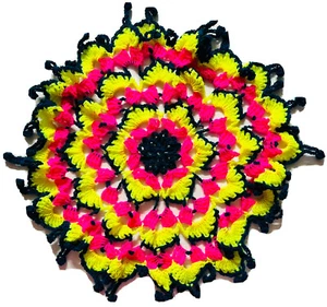 PINK Crochet Doily Table candle Mat Thalposh centerpiece runner Handmade mandala - Picture 1 of 6